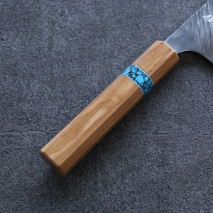 黒崎 優 風神 SPG2 鎚目 文化包丁 和包丁 165mm オリーブの木 (口輪：ターコイズ)柄 - 清助刃物