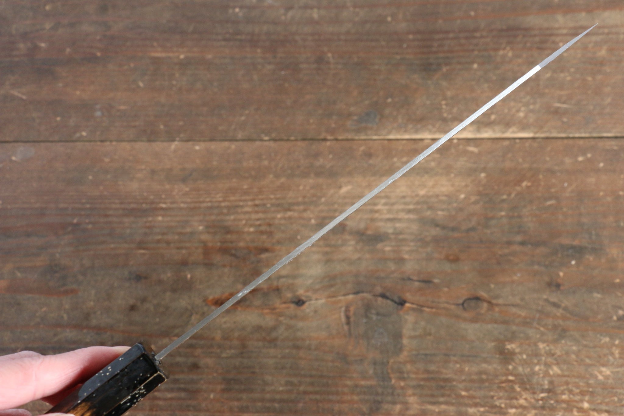 堺 孝行 V金10号 33層ダマスカス 剣型牛刀包丁  190mm 樫の木漆塗り(黒伸)柄 - 清助刃物