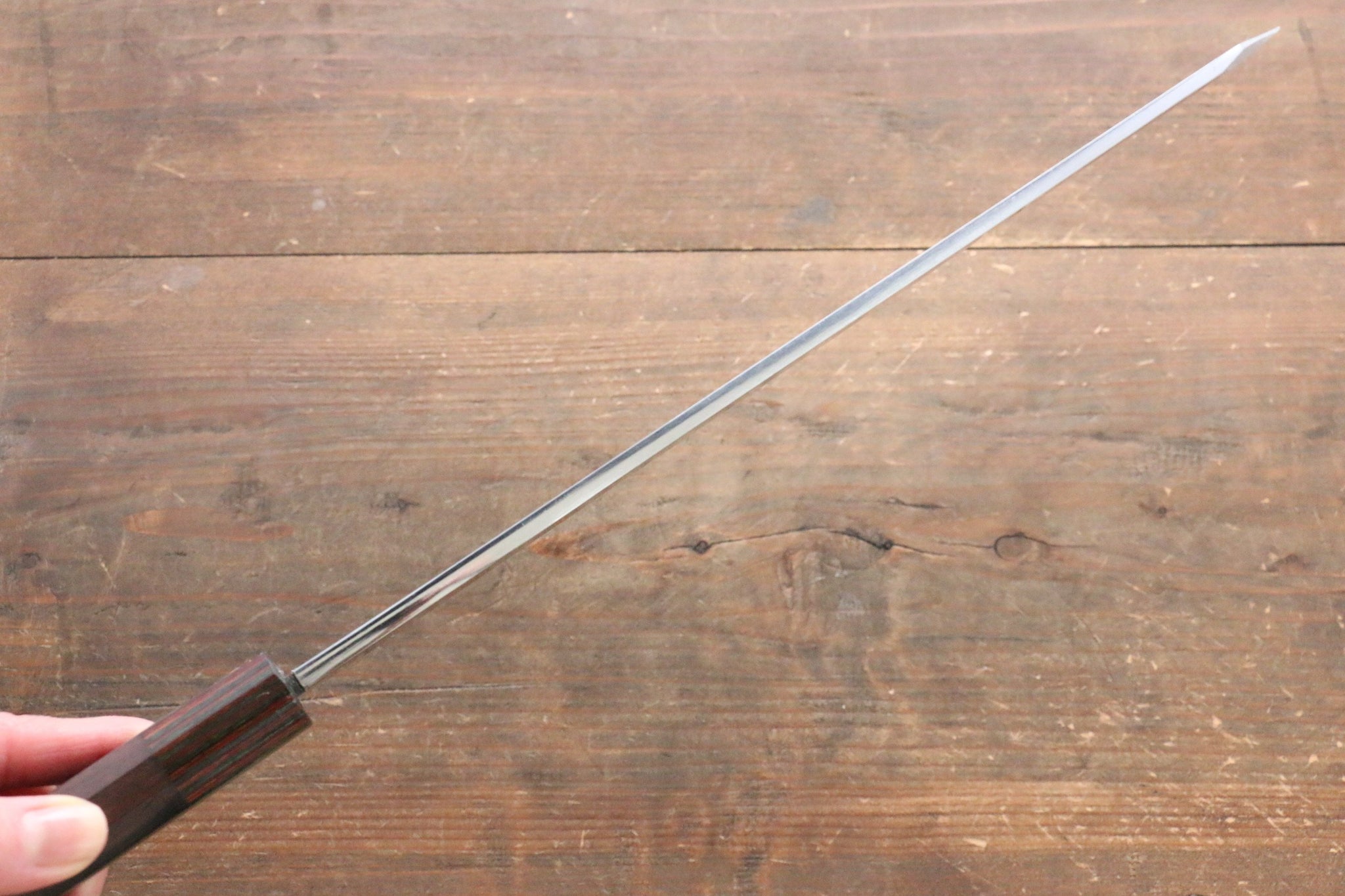 堺 孝行 青ニ鋼 鏡面仕上げ 切付柳刃包丁  300mm ウォルナット柄 鞘付き - 清助刃物