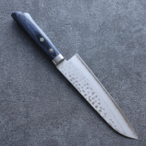 訓平 彩流（さいりゅう） V金10号 ダマスカス 牛刀包丁 和包丁 170mm 合板 (紺色)柄 - 清助刃物