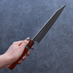 加藤 義実 R2/SG2 ダマスカス 切付牛刀包丁 和包丁 210mm パドック (ターコイズリング付き)柄 - 清助刃物