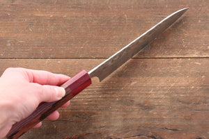 加藤 義実 銀三鋼 鎚目 ペティナイフ 150mm  赤ホンジュラスローズウッド柄 - 清助刃物