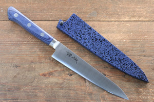 清助 青天 モリブデン鋼（MOL） ペティーナイフ 和包丁 120mm 青合板柄 鞘付き - 清助刃物