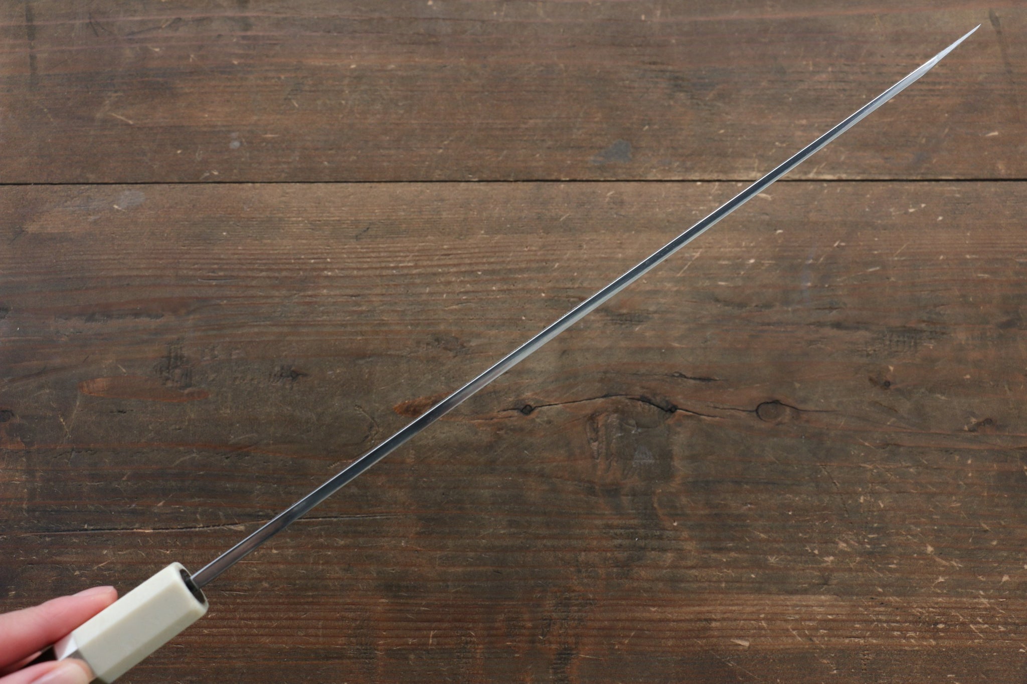 堺 孝行 銀三鋼 ダマスカス 切付柳刃包丁  300mm リング付き黒檀柄 鞘付き - 清助刃物