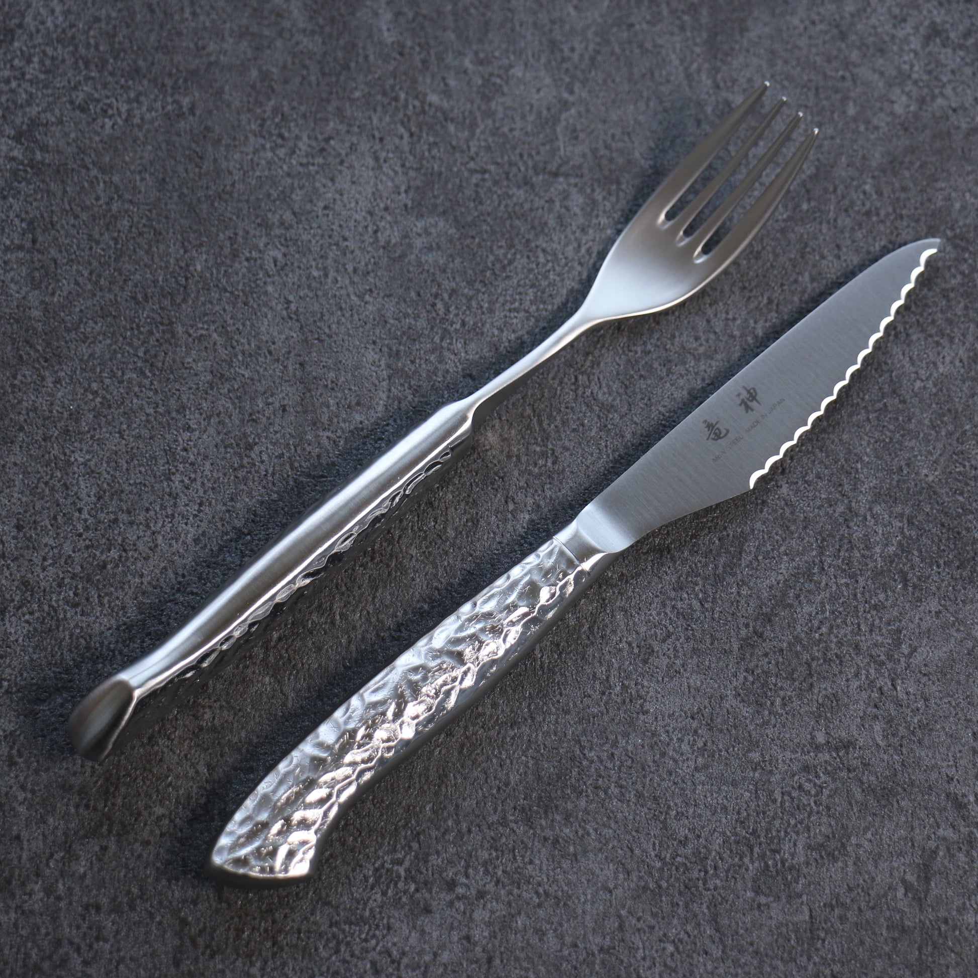 竜神 ステンレス鋼 ステーキナイフ&フォークセット - 清助刃物