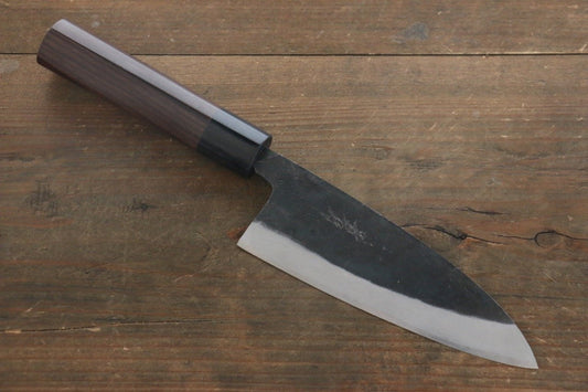 岩井 貴行 白ニ鋼 黒打 出刃包丁  150mm 紫檀柄 - 清助刃物