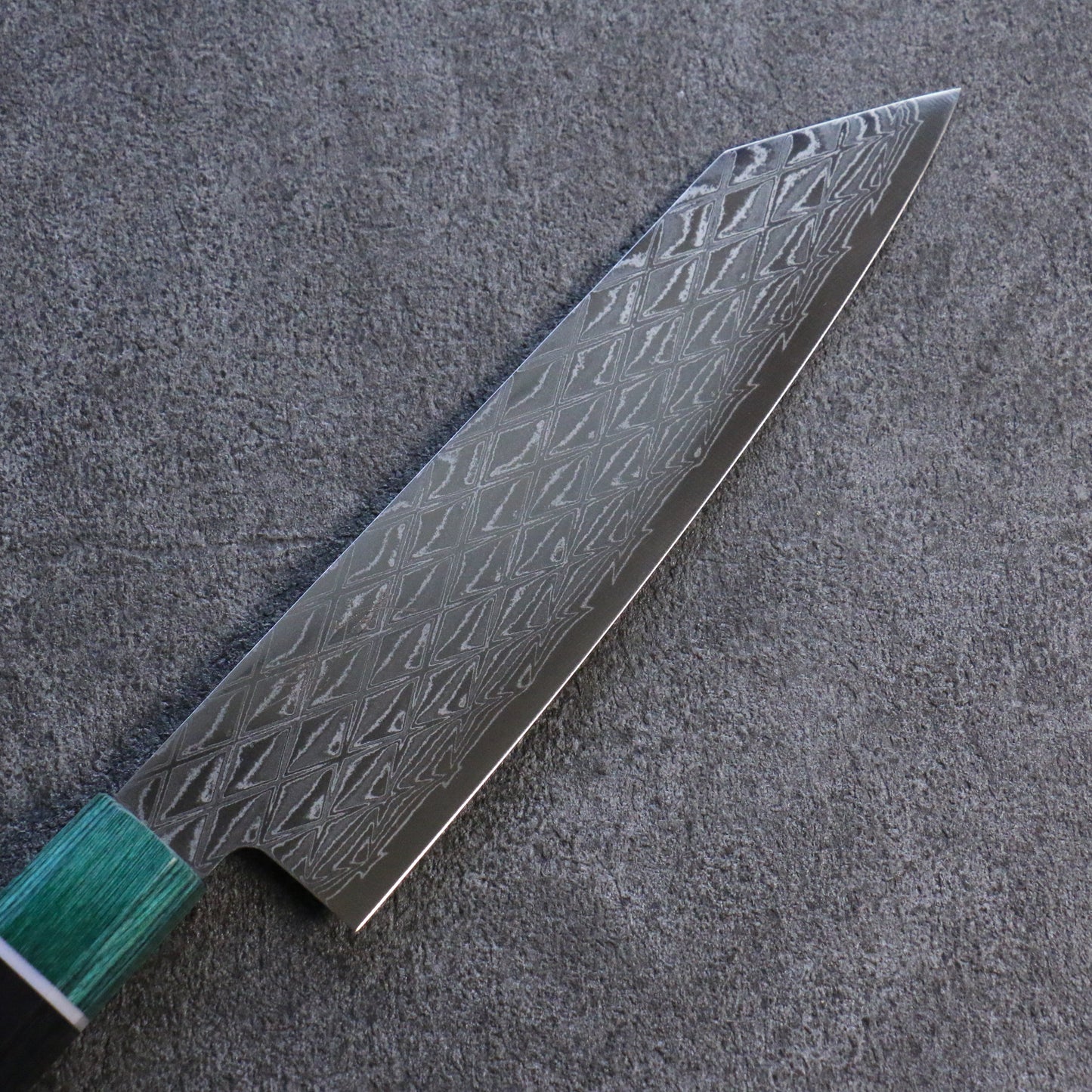 清助 AUS10 ミラークロス 切付三徳包丁 和包丁 180mm 紫檀 (口輪：緑合板)柄 - 清助刃物