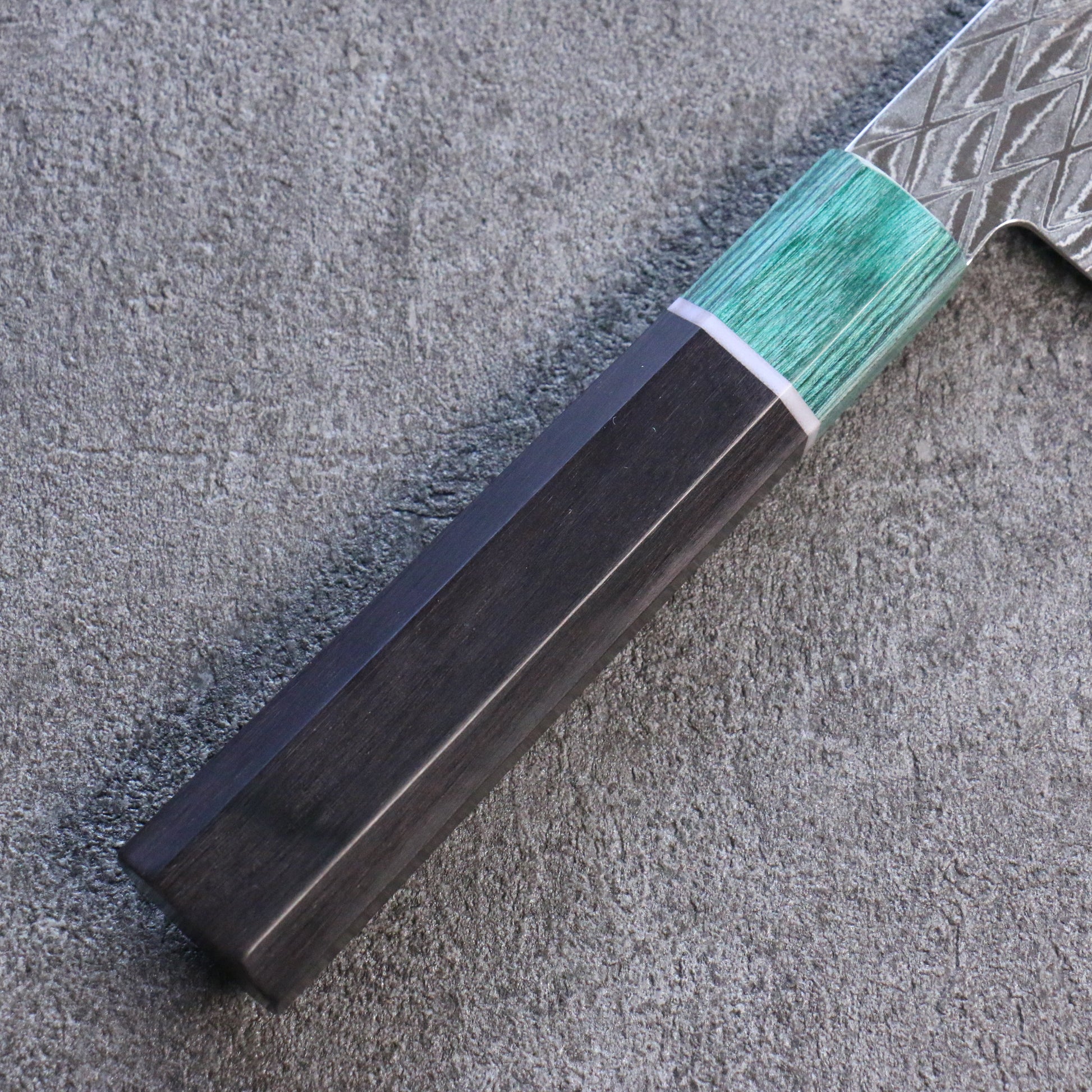 清助 AUS10 ミラークロス 三徳包丁 和包丁 180mm 紫檀 (口輪：緑合板)柄 - 清助刃物
