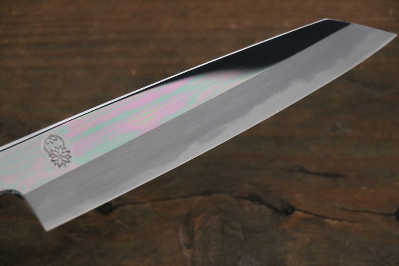 重陽 白鋼 鏡面仕上げ 切付ペティナイフ  135mm 朴柄 - 清助刃物