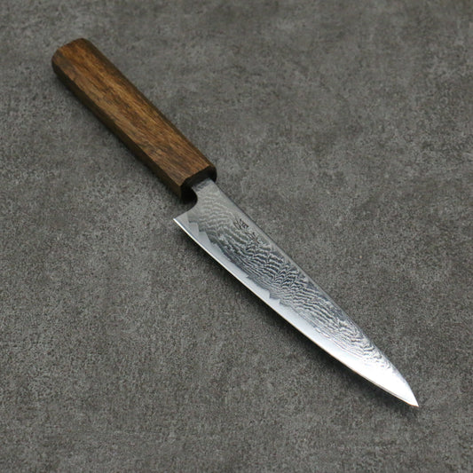 清助 波 AUS10 鏡面仕上げ ダマスカス ペティーナイフ 和包丁 150mm 樫柄 - 清助刃物
