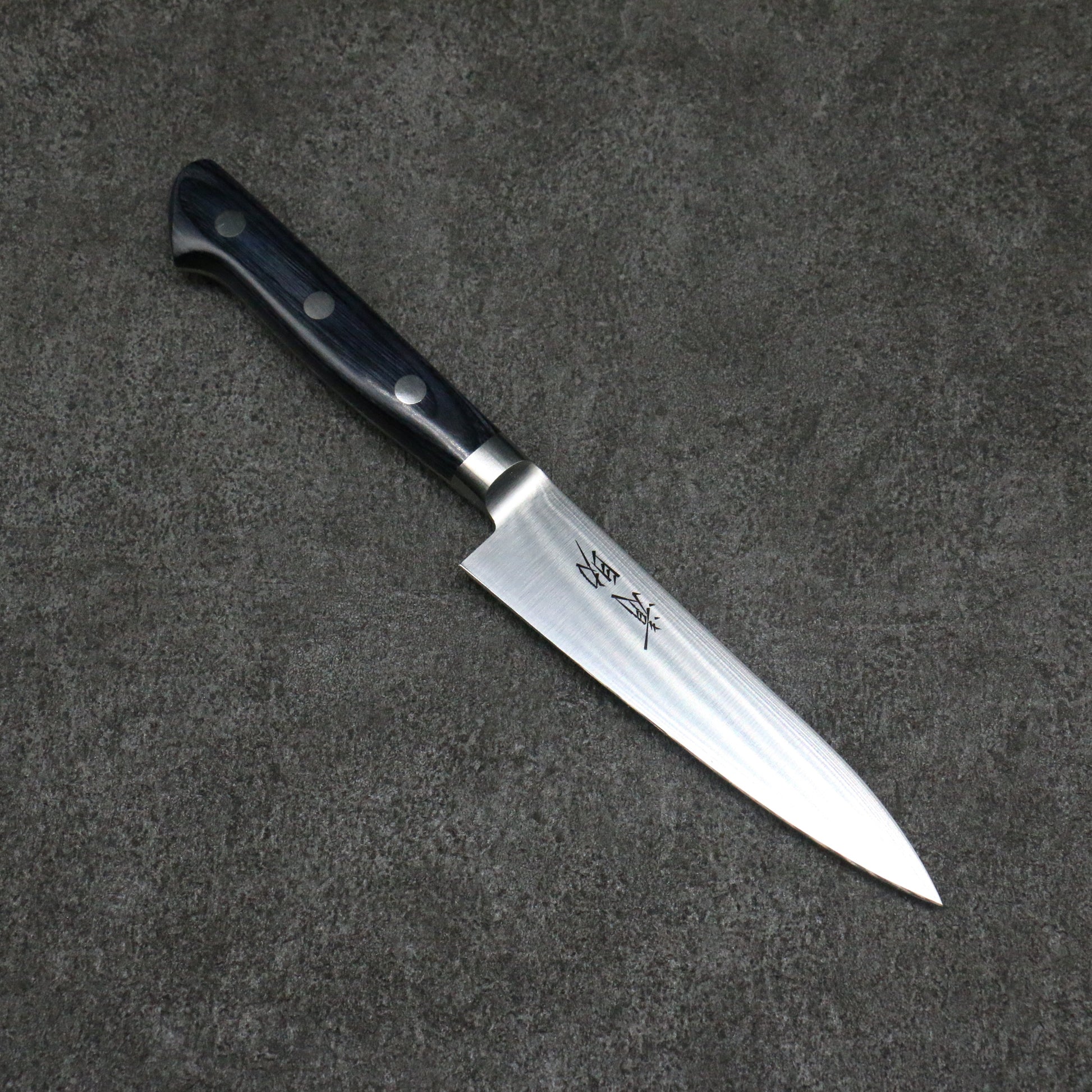 清助 青天 モリブデン鋼（MOL） ペティーナイフ 和包丁 120mm 合板 (紺色)柄 鞘付き - 清助刃物