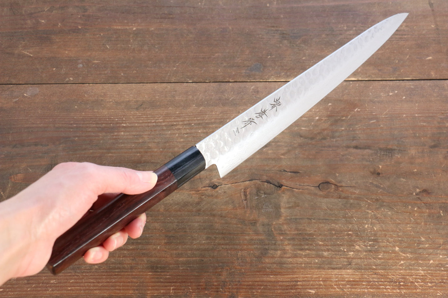 Sakai Takayuki 45 Layer Damascus Japanese Chef's Knife Sujihiki 240mm & Santoku 180mm Set with Shitan Handle - 清助刃物