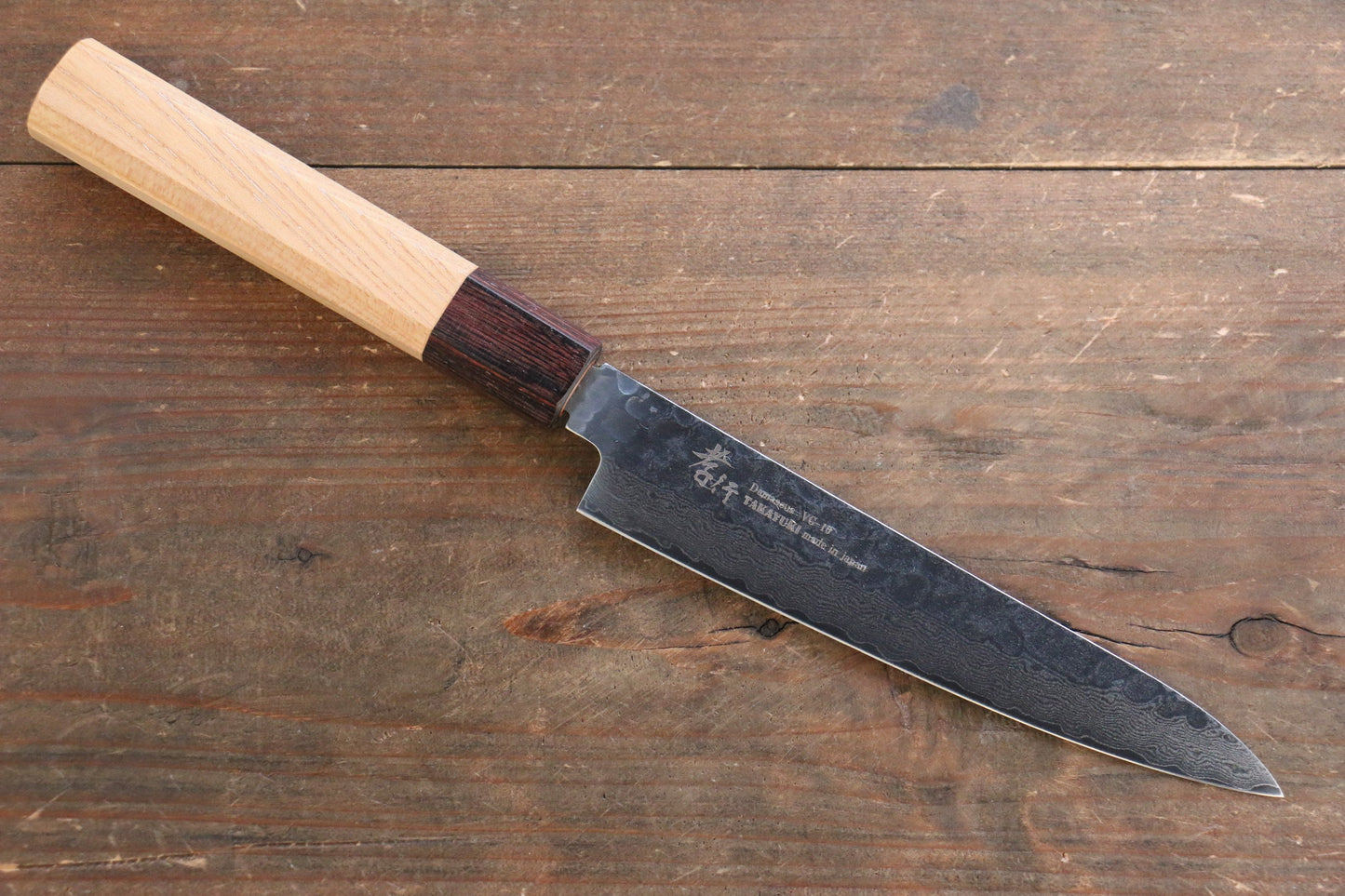 Sakai Takayuki VG10 33 Layer Damascus Japanese Chef Knife Sujihiki 240mm, Gyuto 240mm& Petty 150mm Set with Keyaki Handle(Japanese Elm) - 清助刃物
