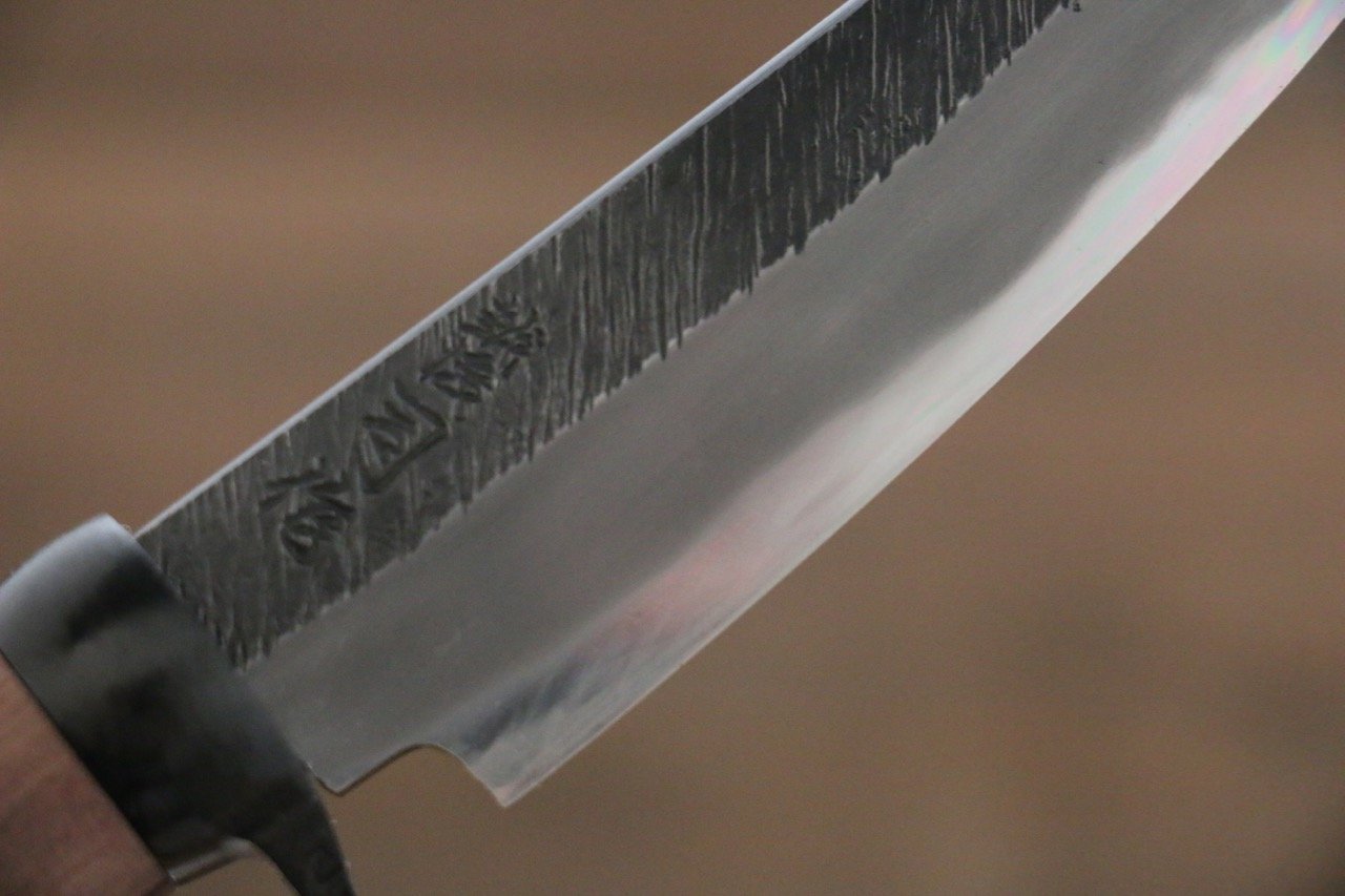 Tsukasa Hinoura White Steel Kurouchi Hunter Knife 105mm with Rose wood Handle - 清助刃物
