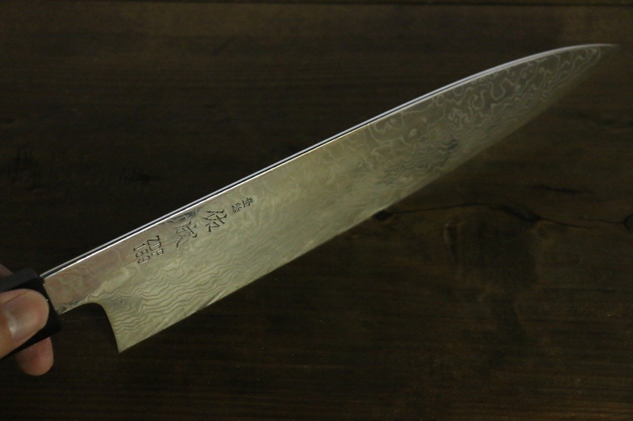 佑成 ZDP189 ダマスカス 牛刀包丁  240mm 紫檀柄 - 清助刃物