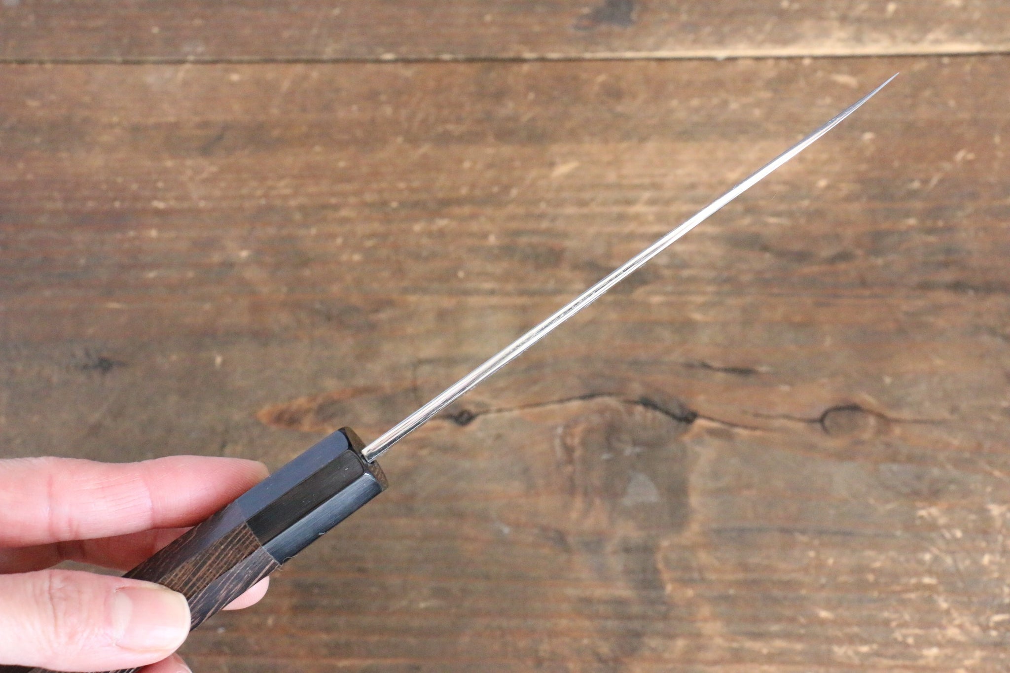 堺 孝行 本焼 白ニ鋼 バラン切り包丁  120mm ウェンジ柄 鞘付き - 清助刃物