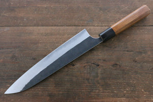 加藤 義実 青スーパー鋼 黒打 牛刀包丁 240mm 漆塗り柄 鞘付き - 清助刃物