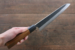 加藤 義実 青スーパー鋼 黒打 牛刀包丁 240mm 漆塗り柄 鞘付き - 清助刃物
