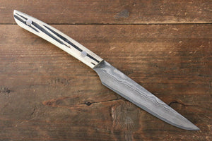 佐治 武士 V金10号 黒ダマスカス ステーキナイフ 和包丁 125mm 白牛骨柄 - 清助刃物