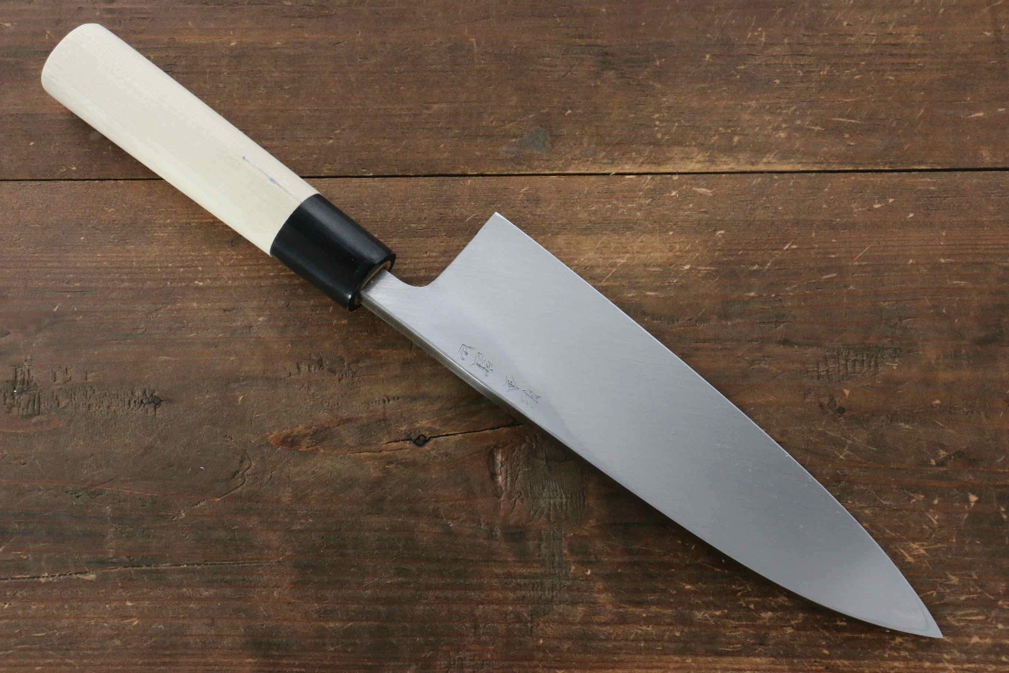 堺 孝行 霞研 白鋼 タコの彫刻入り 出刃包丁  朴柄 - 清助刃物