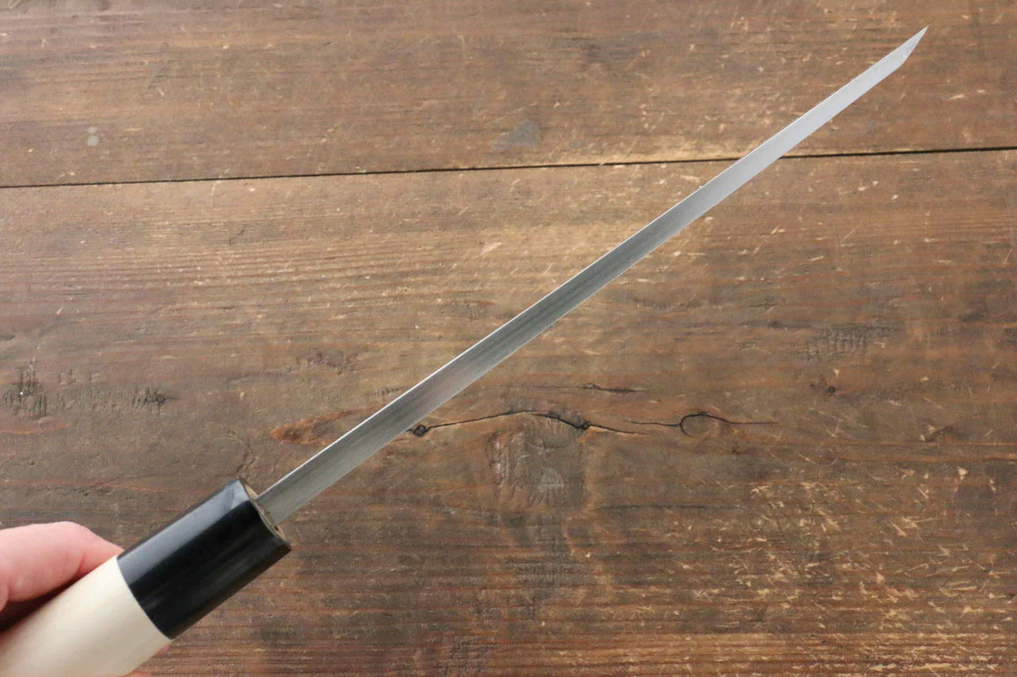 堺 孝行 霞研 白鋼 タコの彫刻入り 出刃包丁  朴柄 - 清助刃物