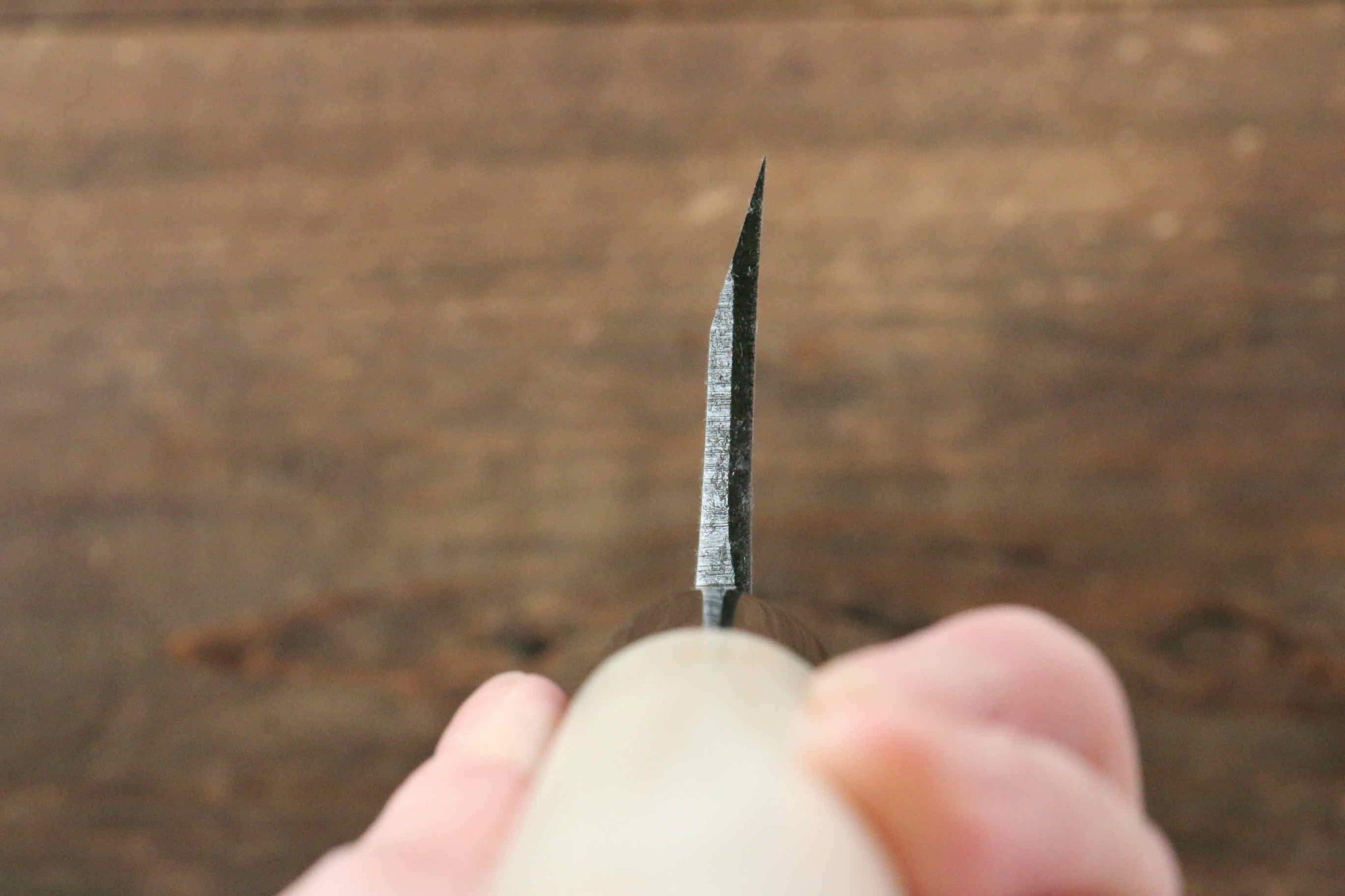 堺 孝行 霞研 白鋼 エビの彫刻入り 出刃包丁  朴柄 - 清助刃物