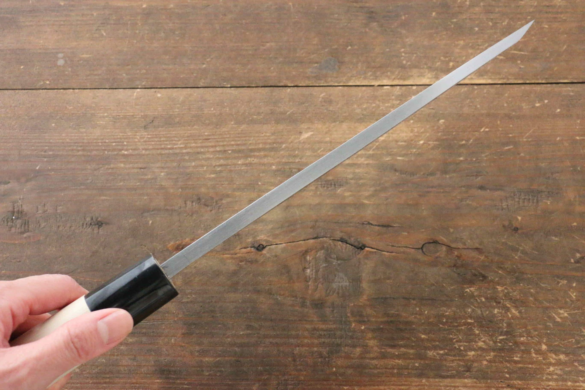 堺 孝行 霞研 白鋼 ワニの彫刻入り 出刃包丁  朴柄 - 清助刃物