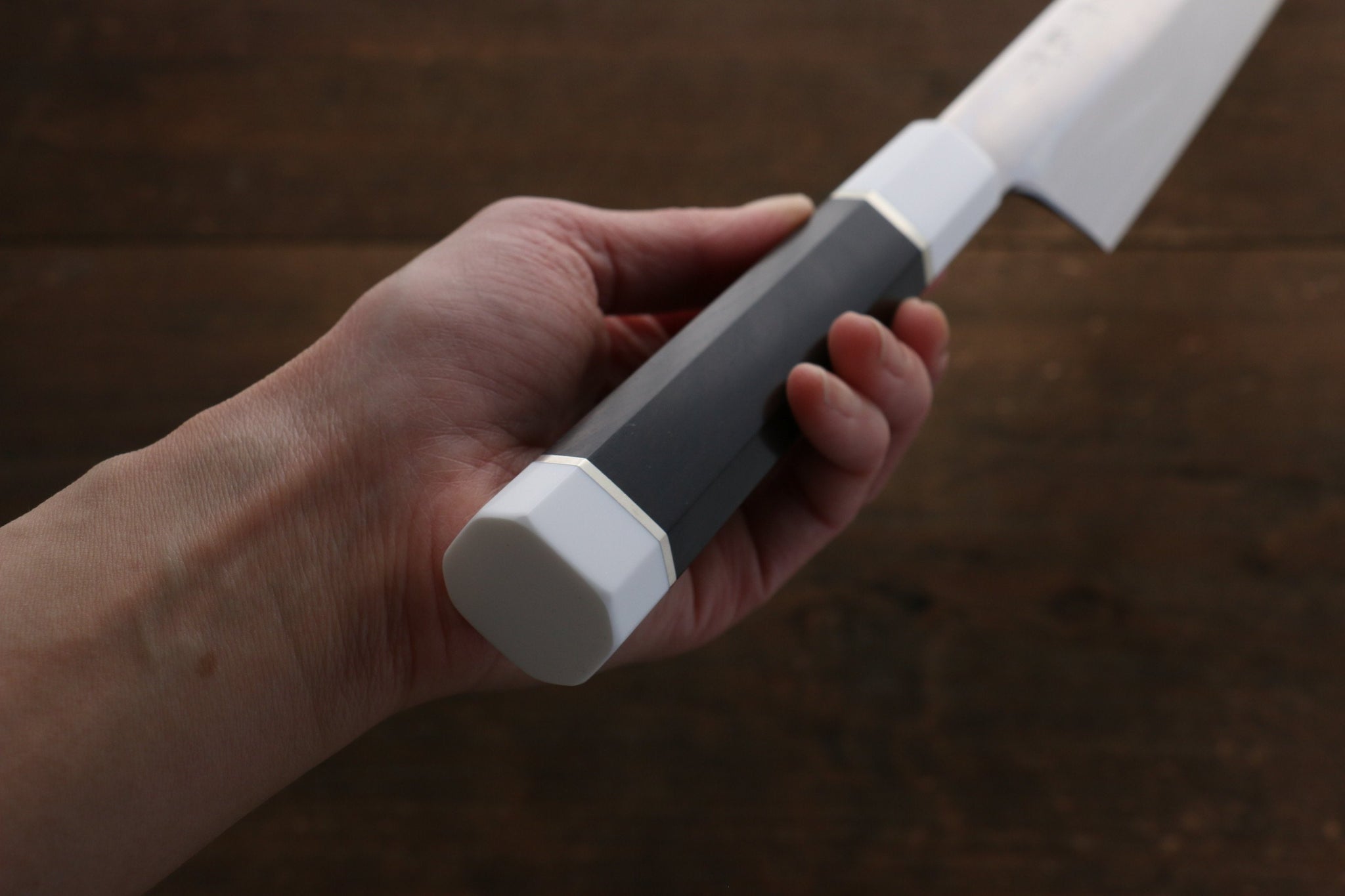 堺 孝行 影打 水本焼 白ニ鋼 鏡面仕上げ 切付柳刃包丁 300mm 鞘付き - 清助刃物