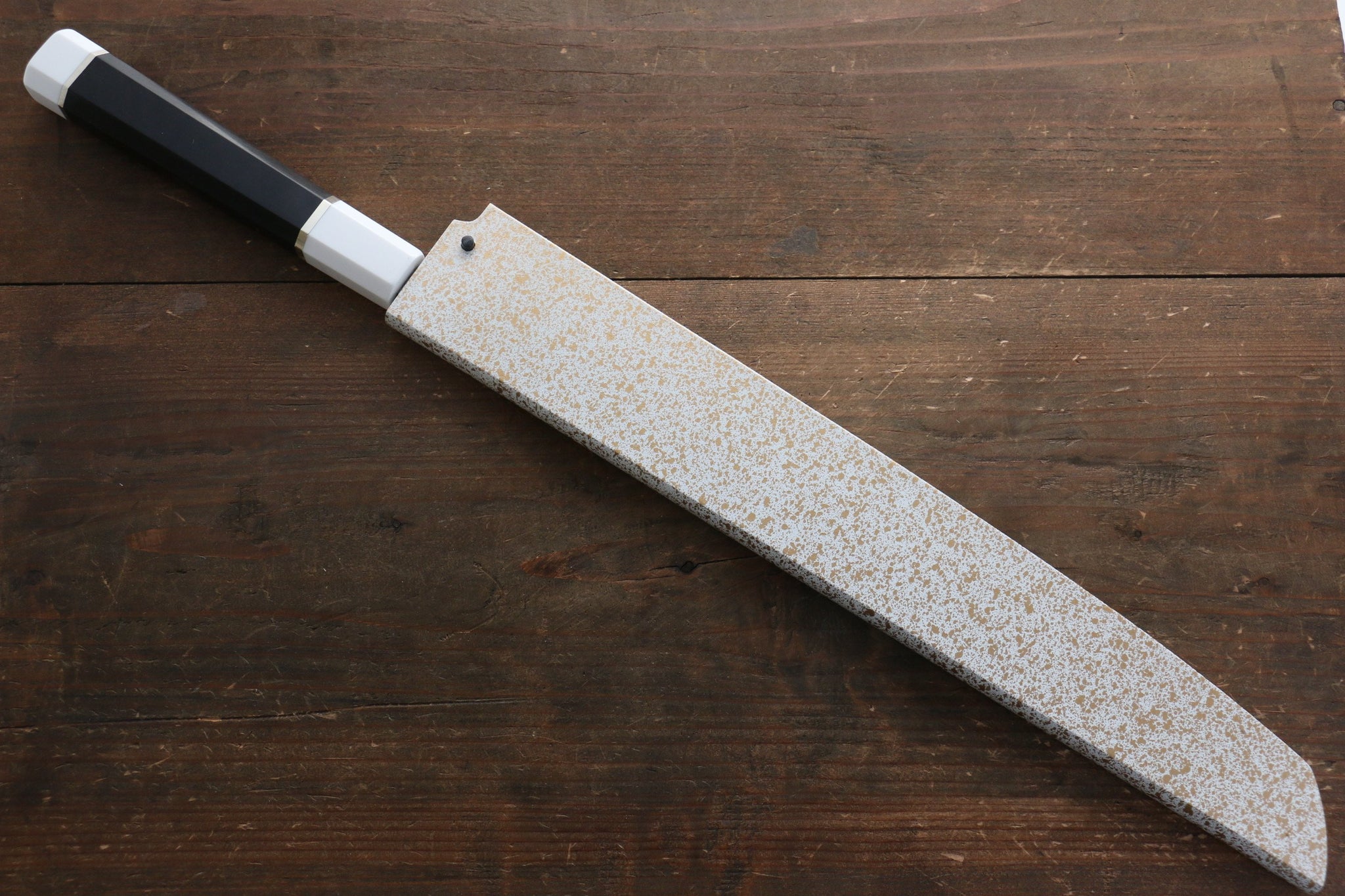 堺 孝行 影打 水本焼 白ニ鋼 鏡面仕上げ 切付柳刃包丁 300mm 鞘付き - 清助刃物