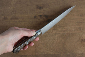 清助 R2/SG2 ペティーナイフ 和包丁 150mm 茶合板柄 - 清助刃物