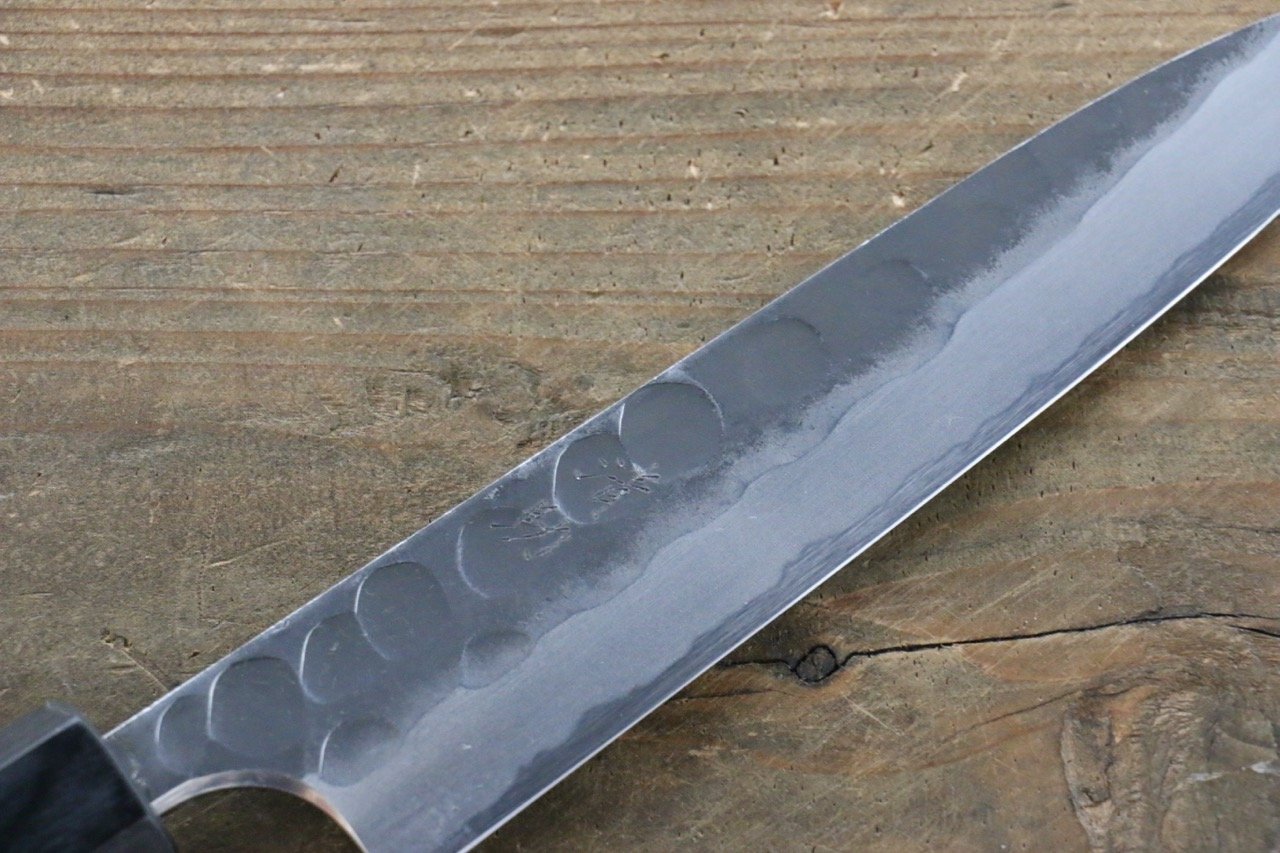 清助 青ニ鋼 鎚目 黒打 ペティーナイフ  150mm 紫檀柄 - 清助刃物