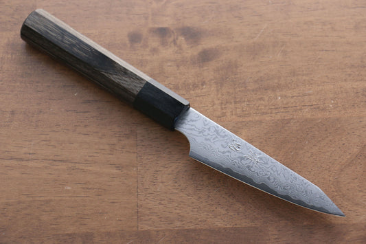 清助 V金10号 33層ダマスカス 切付ペティナイフ  105mm グレー合板柄 - 清助刃物