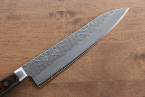 清助 AUS8 鎚目 牛刀包丁 和包丁 210mm 茶合板柄 - 清助刃物