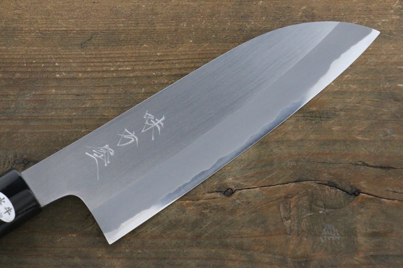 Mutsumi Hinoura White Steel Migaki Finished Santoku Japanese Chef Knife 165mm - 清助刃物