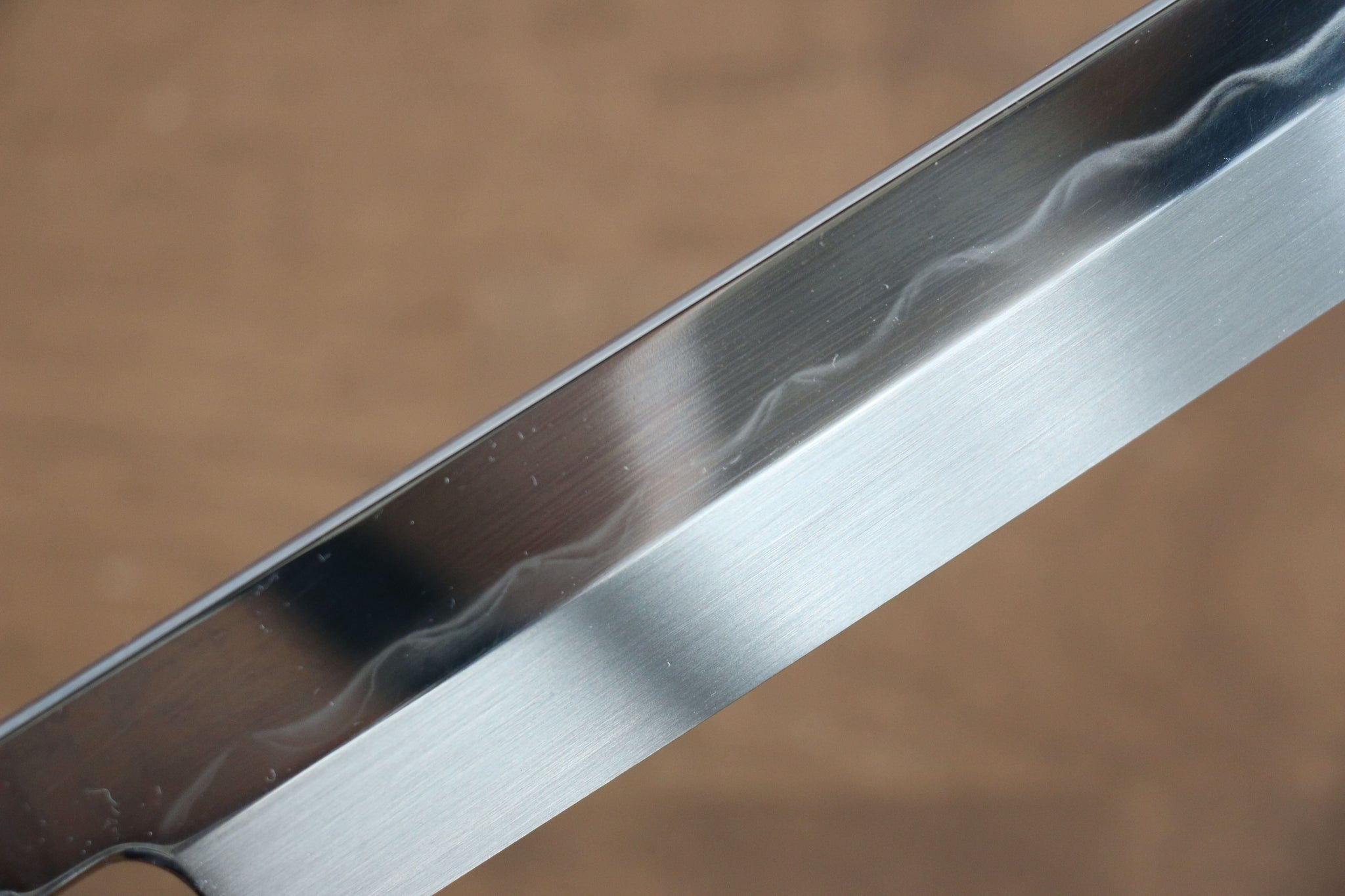 堺 孝行 水本焼 白ニ鋼 鏡面仕上げ 先丸柳刃包丁  300mm 黒檀(両側水牛リング付き）柄 鞘付き - 清助刃物