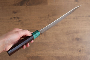 黒崎 優 閃光 鋭 R2/SG2 鎚目 筋引包丁 和包丁 240mm 紫檀 (口輪：緑合板)柄 - 清助刃物