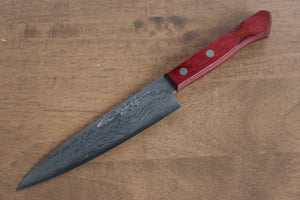 山本 直 V金10号 ダマスカス ペティーナイフ 和包丁 150mm 赤合板柄 - 清助刃物