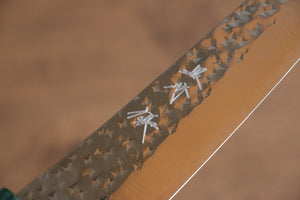 黒崎 優 閃光 鋭 R2/SG2 鎚目 ペティーナイフ 和包丁 150mm 紫檀 (口輪：緑合板)柄 - 清助刃物