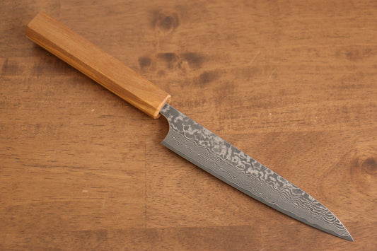 加藤 義実 V金10号 ダマスカス ペティーナイフ  150mm オリーブの木柄 - 清助刃物