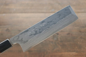 北岡 英雄 青ニ鋼 ダマスカス 角型薄刃包丁 和包丁 180mm 紫檀柄 - 清助刃物