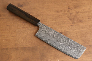 加藤 義実 V金10号 ダマスカス 菜切包丁 和包丁 165mm エンジュ漆塗り(黒）柄 - 清助刃物