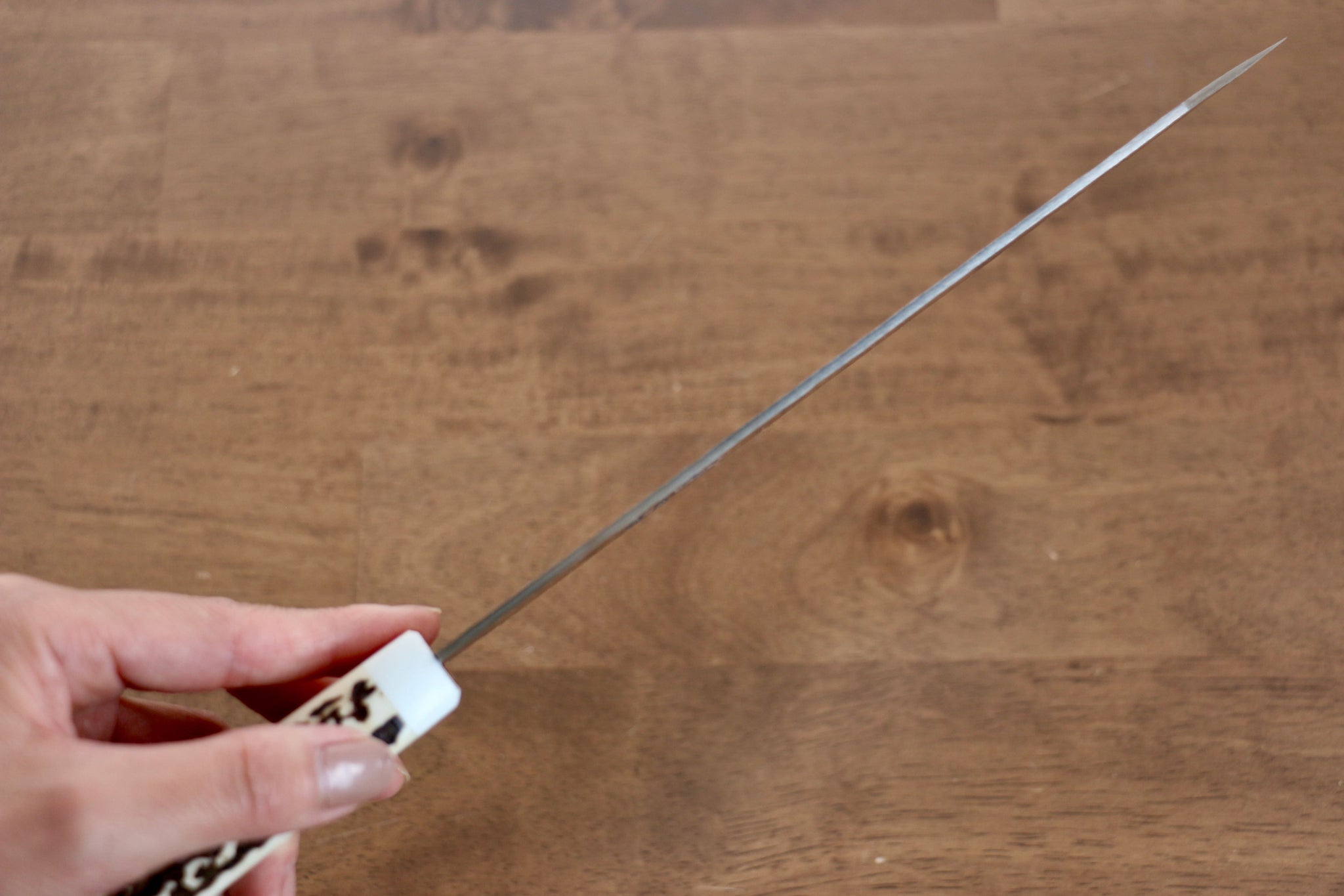 堺 孝行 V金10号 33層ダマスカス 剣型牛刀包丁  190mm 牛骨柄 鞘付き - 清助刃物