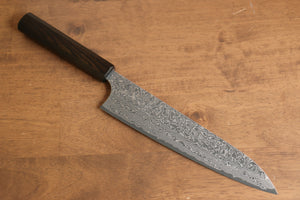 加藤 義実 V金10号 ダマスカス 牛刀包丁 和包丁 210mm エンジュ漆塗り(黒）柄 - 清助刃物