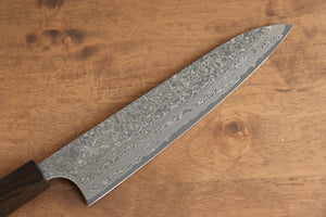 加藤 義実 V金10号 ダマスカス 牛刀包丁 和包丁 210mm エンジュ漆塗り(黒）柄 - 清助刃物