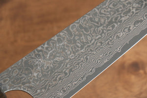 加藤 義実 V金10号 ダマスカス 牛刀包丁 和包丁 210mm エンジュ漆塗り(黒）柄 - 清助刃物