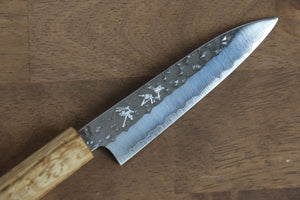 黒崎 優 閃光 R2/SG2 鎚目 ペティーナイフ  120mm 樫漆塗り柄 - 清助刃物