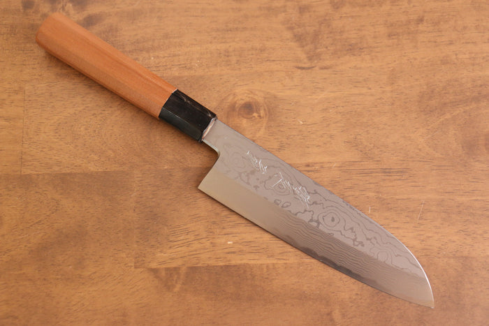 鐵泉 山塚作 玉鋼 ダマスカス 三徳包丁 和包丁 165mm 山桜柄