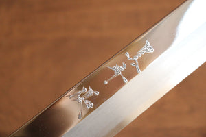 黒崎 優 青ニ鋼 鏡面仕上げ 柳刃包丁  300mm 花梨(両側水牛リング付き）柄 鞘付き - 清助刃物