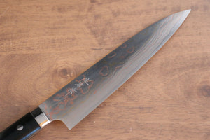 佐治 武士 青ニ鋼 有色ダマスカス 牛刀包丁  210mm 黒マイカルタ柄 - 清助刃物