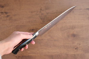 佐治 武士 青ニ鋼 有色ダマスカス 牛刀包丁  210mm 黒マイカルタ柄 - 清助刃物